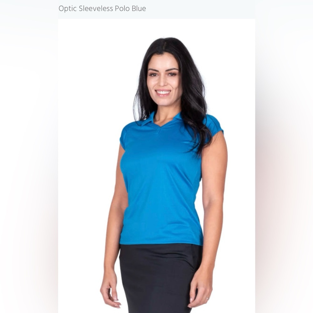 New With Tags Nancy Lopez Golf Fairways Plus Optic Sleeveless Polo Blue Size 1X